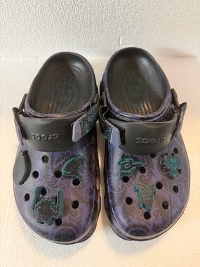 Crocs Disney Haunted Mansion Purple Patterned Clog with Black Strap